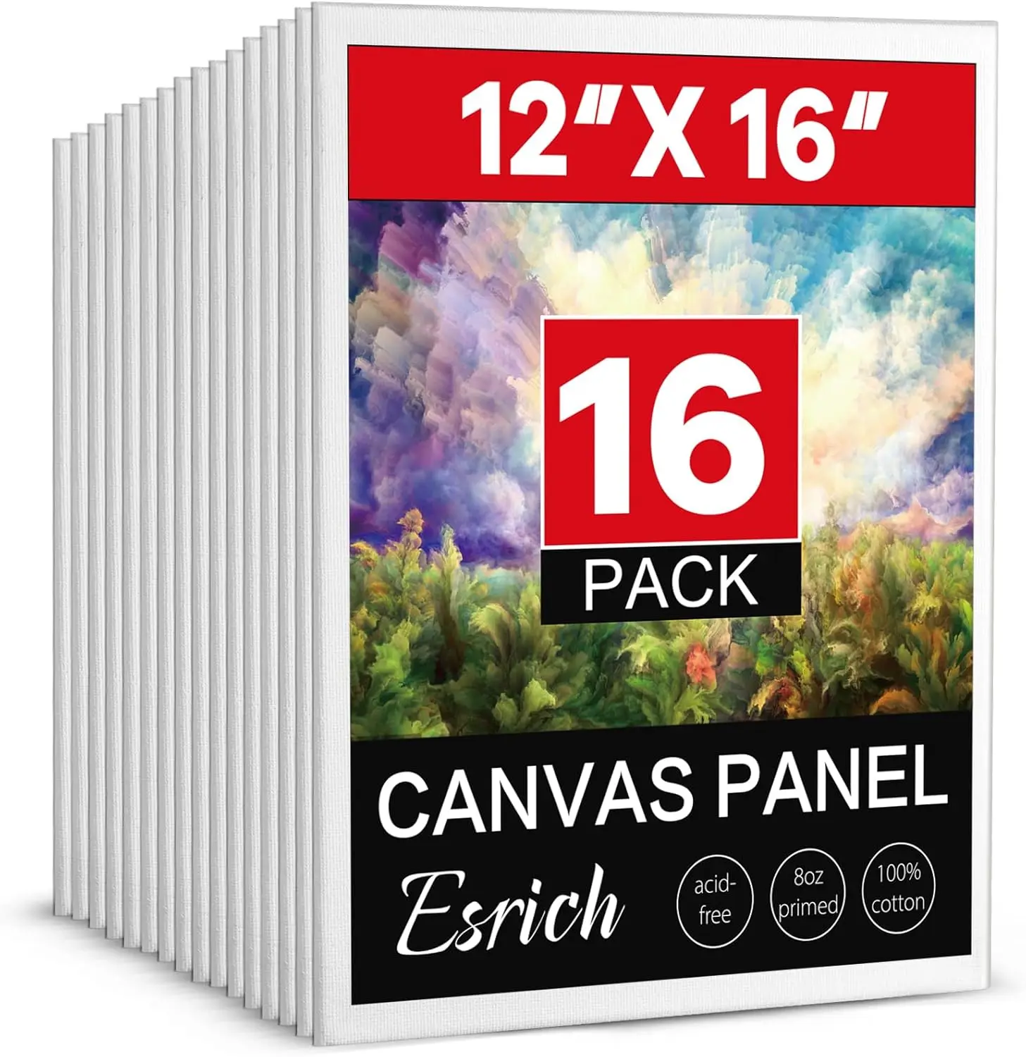 16 Pack 12x16 Canvas Boards for Painting, Primed Cotton, for Oil, Watercolor, Acrylic
16 Pack 12x16 Canvas Boards for Painting, Primed Cotton, for Oil, Watercolor, Acrylic