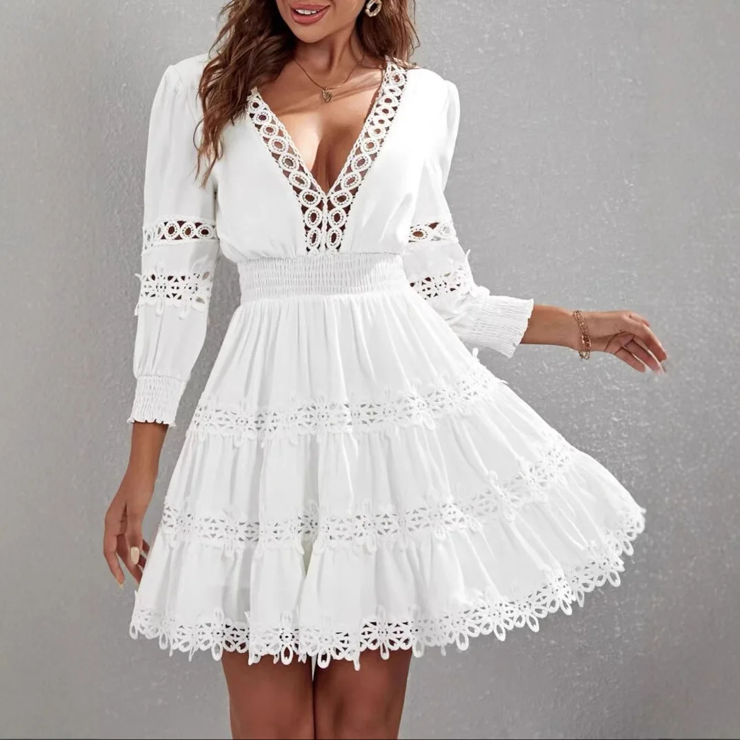 Mid Length Dress Women A Line Dresses Hollow Out Vestidos Streetwear Lantern Sleeve Lace Elegant Y2k High Waist White Slim Fit
Mid Length Dress Women A Line Dresses Hollow Out Vestidos Streetwear Lantern Sleeve Lace Elegant Y2k High Waist White Slim Fit