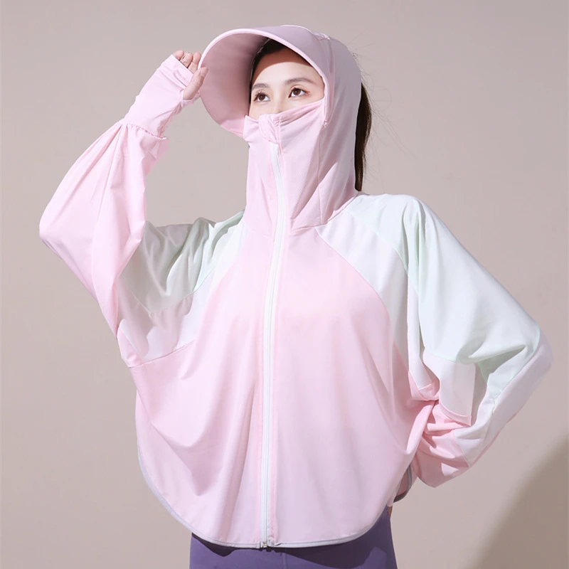 Stitching Sunscreen Coat Anti-Ultraviolet Cool Breathable Sunscreen Coat Shawl Blouse Hooded Cycling Top Women's Clothing
Stitching Sunscreen Coat Anti-Ultraviolet Cool Breathable Sunscreen Coat Shawl Blouse Hooded Cycling Top Women's Clothing