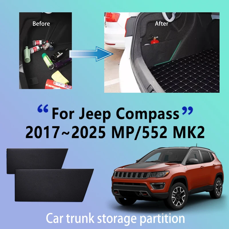 Автомобильные аксессуары для Jeep Compass 2017 ~ 2025 24 MP/552, перегородка для хранения багажника, многофункциональный органайзер для автомобильных деталей интерьера
Автомобильные аксессуары для Jeep Compass 2017 ~ 2025 24 MP/552, перегородка для хранения багажника, многофункциональный органайзер для автомобильных деталей интерьера
