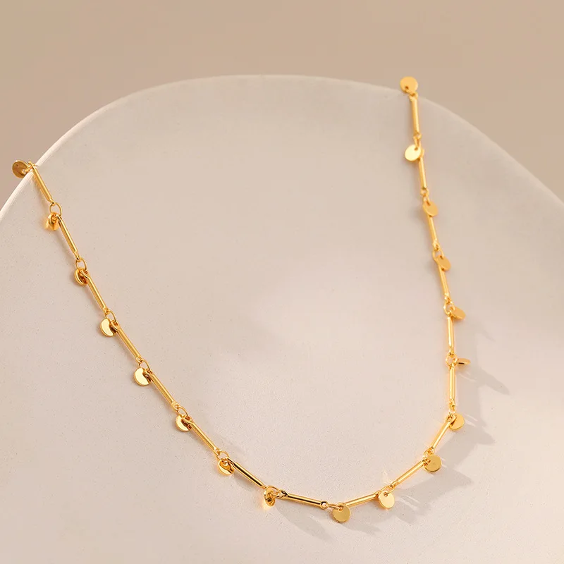 Minimalist Handmade Small Round Pendant Bamboo Chain Necklace 18k Gold Plated High Quality Waterproof Necklace for Women Jewelry
Minimalist Handmade Small Round Pendant Bamboo Chain Necklace 18k Gold Plated High Quality Waterproof Necklace for Women Jewelry