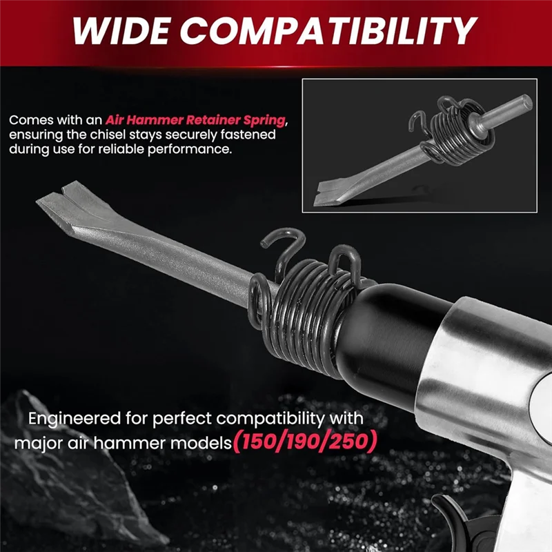 New Shown-Heavy Duty High Carbon Steel 10Pcs Pneumatic Air Hammer Chisels Set, 0.401" Shank Included
New Shown-Heavy Duty High Carbon Steel 10Pcs Pneumatic Air Hammer Chisels Set, 0.401" Shank Included