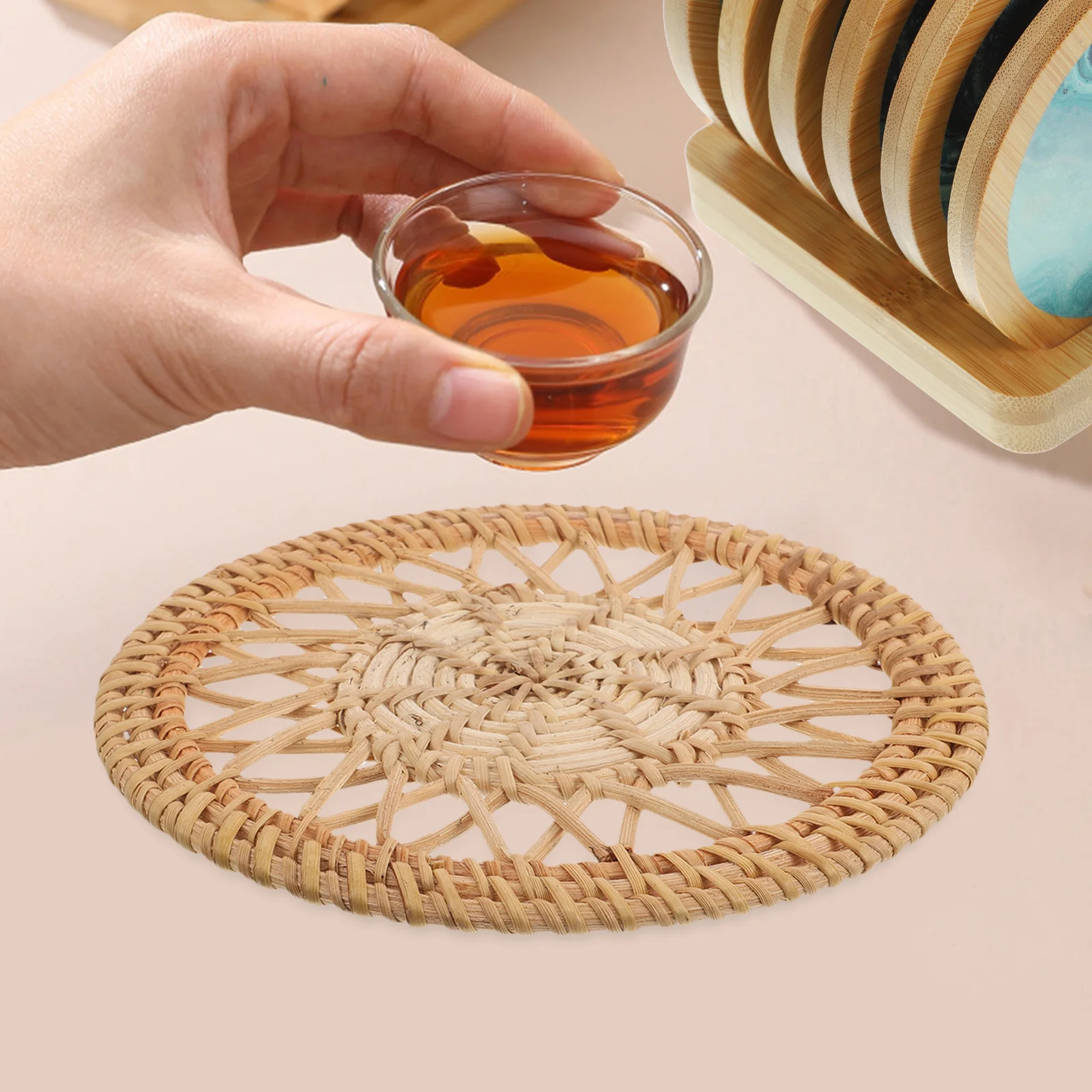 Round Rattan Coasters Set of 4 Heat Resistant Handmade Woven Drink Mats for Dining Table Coffee Cup Protection Boho Farmhouse
Round Rattan Coasters Set of 4 Heat Resistant Handmade Woven Drink Mats for Dining Table Coffee Cup Protection Boho Farmhouse