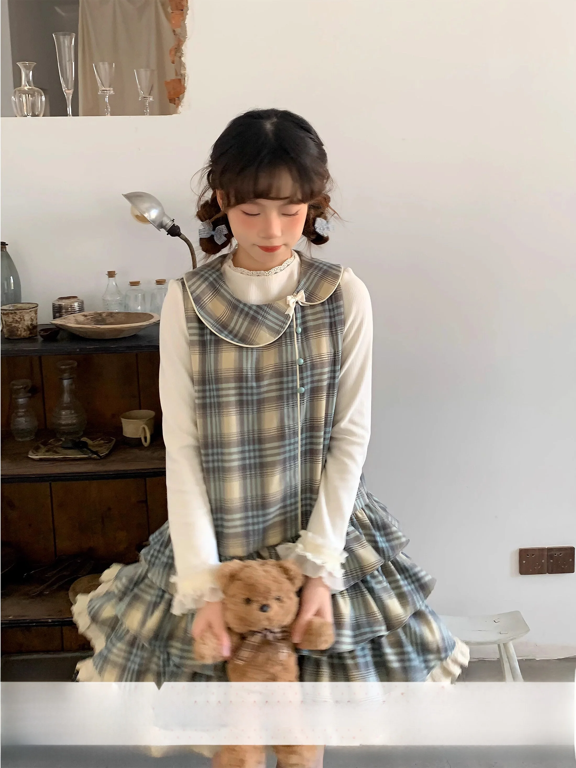 Sinsingirl Vintage Doll Collar Dress Green Yellow Plaid round Neck Vest Style Women's Clothing Commute OL High Waist Cake Skirt
Sinsingirl Vintage Doll Collar Dress Green Yellow Plaid round Neck Vest Style Women's Clothing Commute OL High Waist Cake Skirt