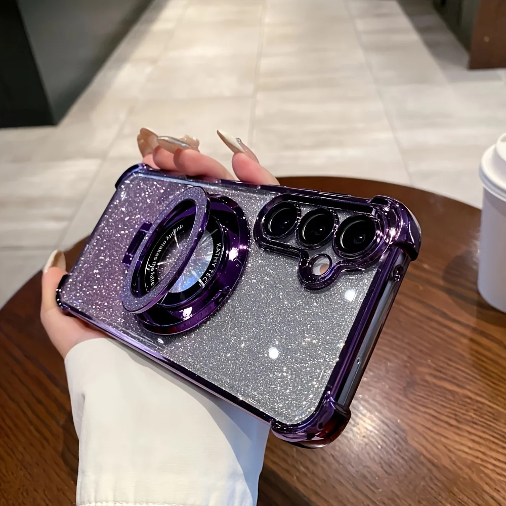 Luxury Magnetic Plating Stand Shockproof Glitter Case for Samsung Galaxy A16 Clear Cover Blue & violet
Luxury Magnetic Plating Stand Shockproof Glitter Case for Samsung Galaxy A16 Clear Cover Blue & violet
