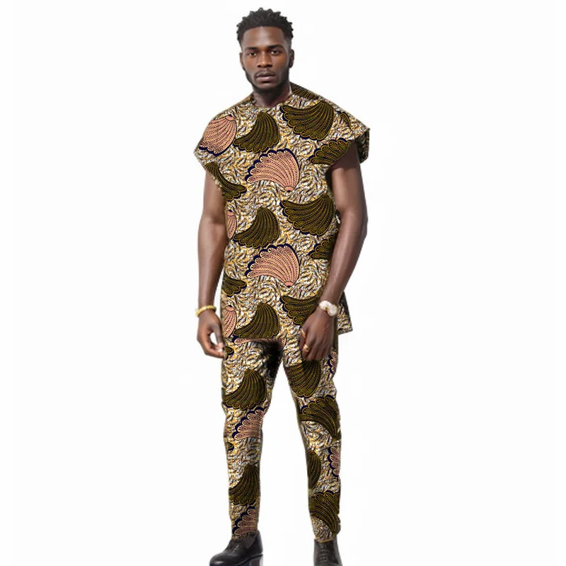 African Print Men's Set Long Placket Tops+Elastic Waist Trousers Nigerian Fashion Short Sleeves Groom Suit For Wedding/Party
African Print Men's Set Long Placket Tops+Elastic Waist Trousers Nigerian Fashion Short Sleeves Groom Suit For Wedding/Party