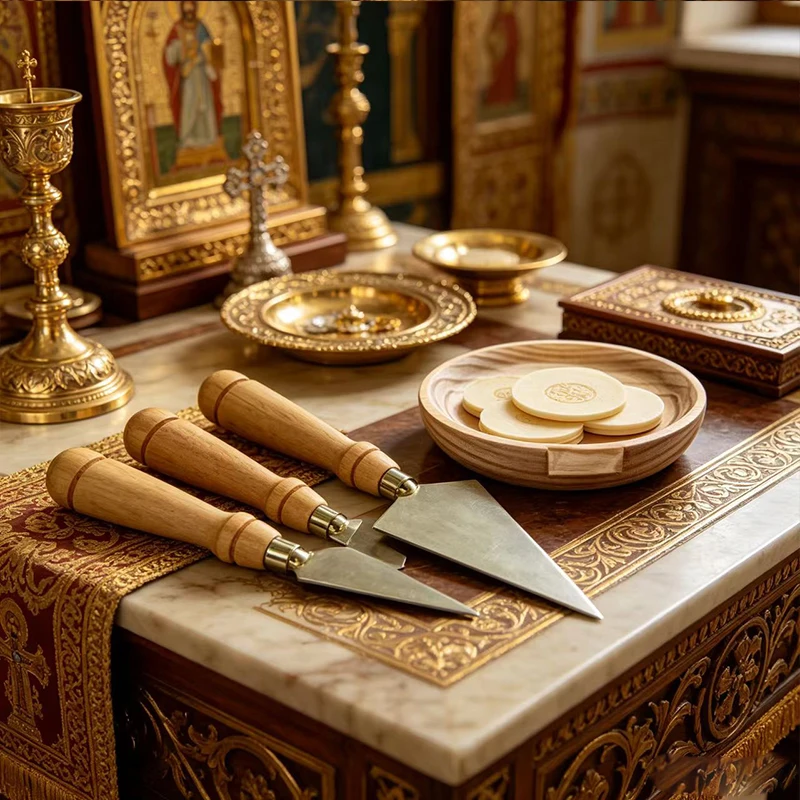 Byzantine Orthodox Holy Spear Set Liturgical Lance for Prosphora Bread with 18cm Wooden Tray Church Altar Tools Christian Gift
Byzantine Orthodox Holy Spear Set Liturgical Lance for Prosphora Bread with 18cm Wooden Tray Church Altar Tools Christian Gift