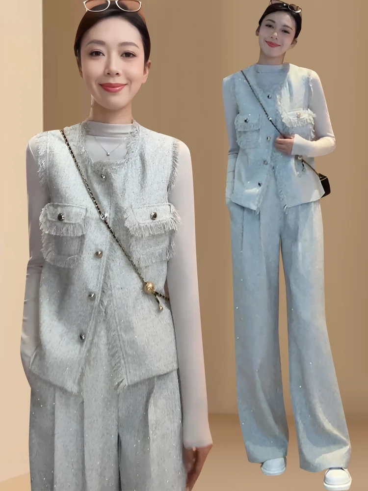 Elegant Long Sleeve T-Shirt Vest Wide Leg Pants Three Piece Set Women's Fashion Spring Autumn Design High Sensation Perfume S...
Elegant Long Sleeve T-Shirt Vest Wide Leg Pants Three Piece Set Women's Fashion Spring Autumn Design High Sensation Perfume S...