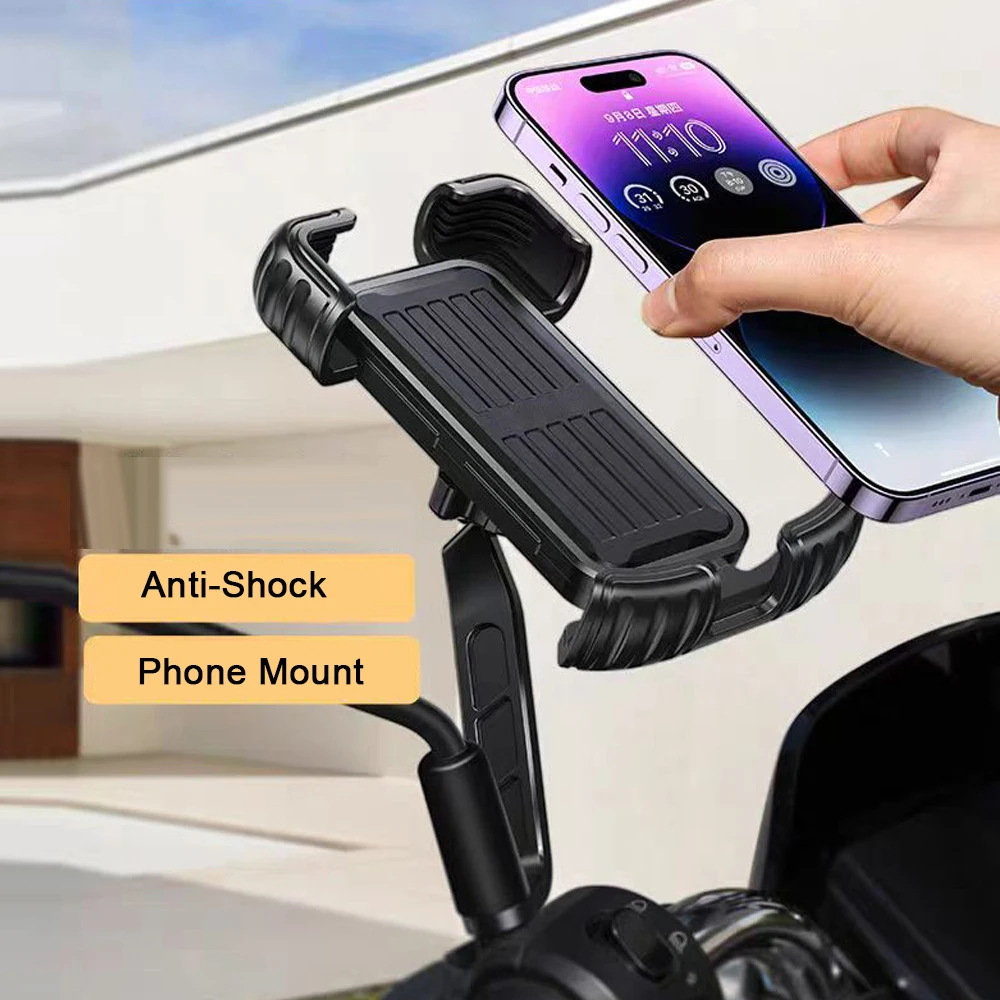 Motorcycle Phone Mount Anti-Vibration Handlebar Clamp for iPhone/Android Shock Absorbe Mirror Hole E-Bike Phone Stand Holder
Motorcycle Phone Mount Anti-Vibration Handlebar Clamp for iPhone/Android Shock Absorbe Mirror Hole E-Bike Phone Stand Holder