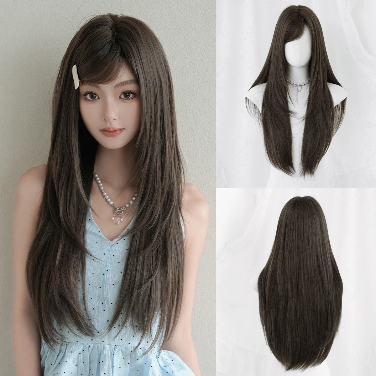 NAMM Long Straight Brown Wigs With Bangs Natural Wig Synthetic Heat Resistant Fiber Fluffy Straight Wigs For Women Daily Use
NAMM Long Straight Brown Wigs With Bangs Natural Wig Synthetic Heat Resistant Fiber Fluffy Straight Wigs For Women Daily Use