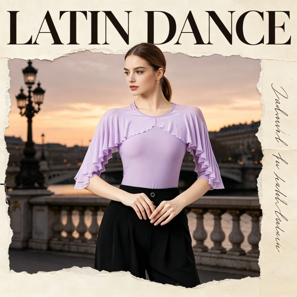 Ruffle Leaf Edge Medium Sleeve Latin Dance Top,Ballroom Dance Costume for Women,Great for Samba, Rumba and Bullfighting Dance
Ruffle Leaf Edge Medium Sleeve Latin Dance Top,Ballroom Dance Costume for Women,Great for Samba, Rumba and Bullfighting Dance