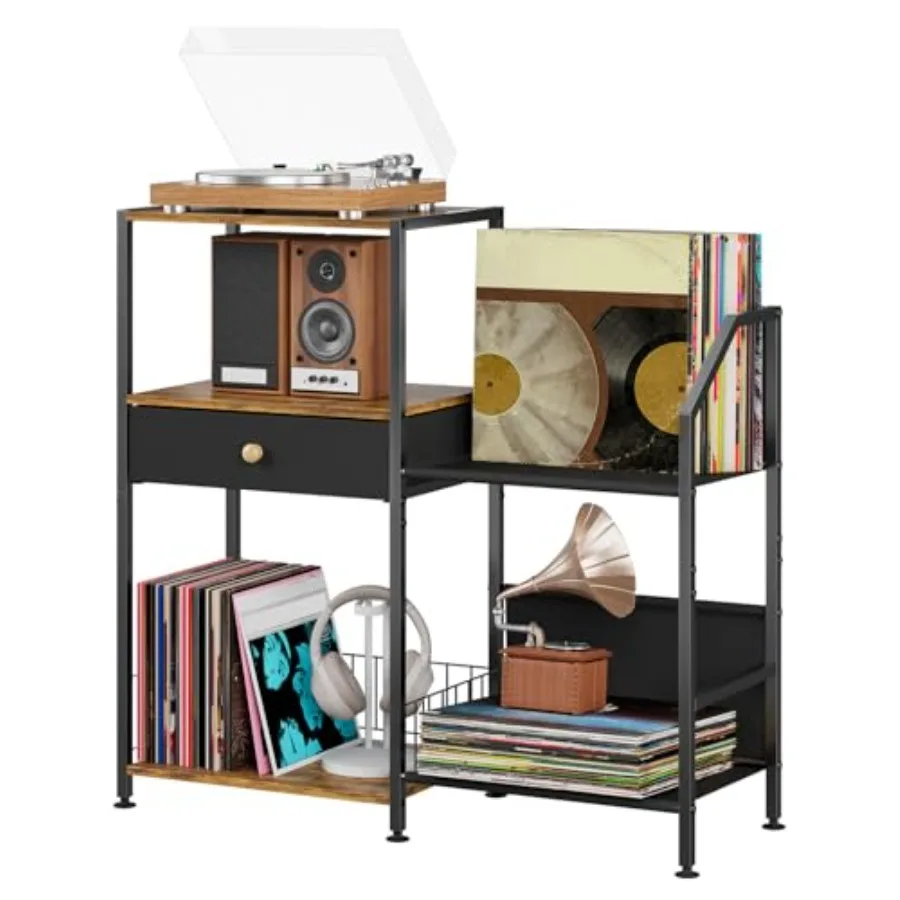 3 Tier Record Player Stand Vinyl Shelf with Display Storage Up to 200 Albums Vintage Turntable Holder Large End Table for Media
3 Tier Record Player Stand Vinyl Shelf with Display Storage Up to 200 Albums Vintage Turntable Holder Large End Table for Media