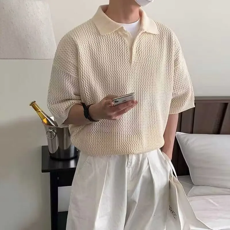 Fashion Korean Knitted Casual Polo Shirts T-shirt for Men 2026 Summer New Men's Hollow Short Sleeve Loose T-shirt Men Clothing
Fashion Korean Knitted Casual Polo Shirts T-shirt for Men 2026 Summer New Men's Hollow Short Sleeve Loose T-shirt Men Clothing