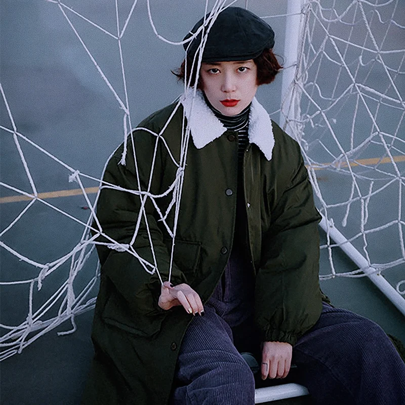 Mr. Winter Flip-Collar Loose Long Cotton Jaet een Women's Outerwear Retro Sle Button Closure Thiened Cotton Fill
Mr. Winter Flip-Collar Loose Long Cotton Jaet een Women's Outerwear Retro Sle Button Closure Thiened Cotton Fill