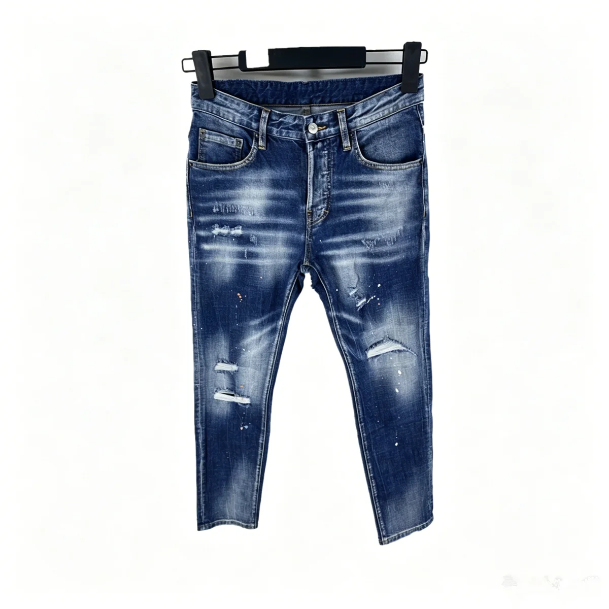 6022 Four Seasons New Men's Wear Washed Ripped Patch Paint All-match Feet Blue Jeans for Men
6022 Four Seasons New Men's Wear Washed Ripped Patch Paint All-match Feet Blue Jeans for Men
