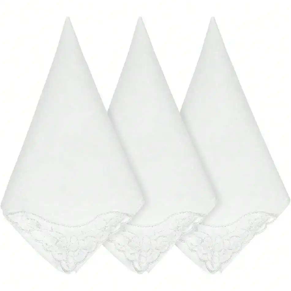 3 Pcs White Lace Handkerchiefs For Women, Embroidery Elegant Lace Pure Soft Cotton Ladies Hankies With Embroidery For Weddings, Tea Parties
3 Pcs White Lace Handkerchiefs For Women, Embroidery Elegant Lace Pure Soft Cotton Ladies Hankies With Embroidery For Weddings, Tea Parties