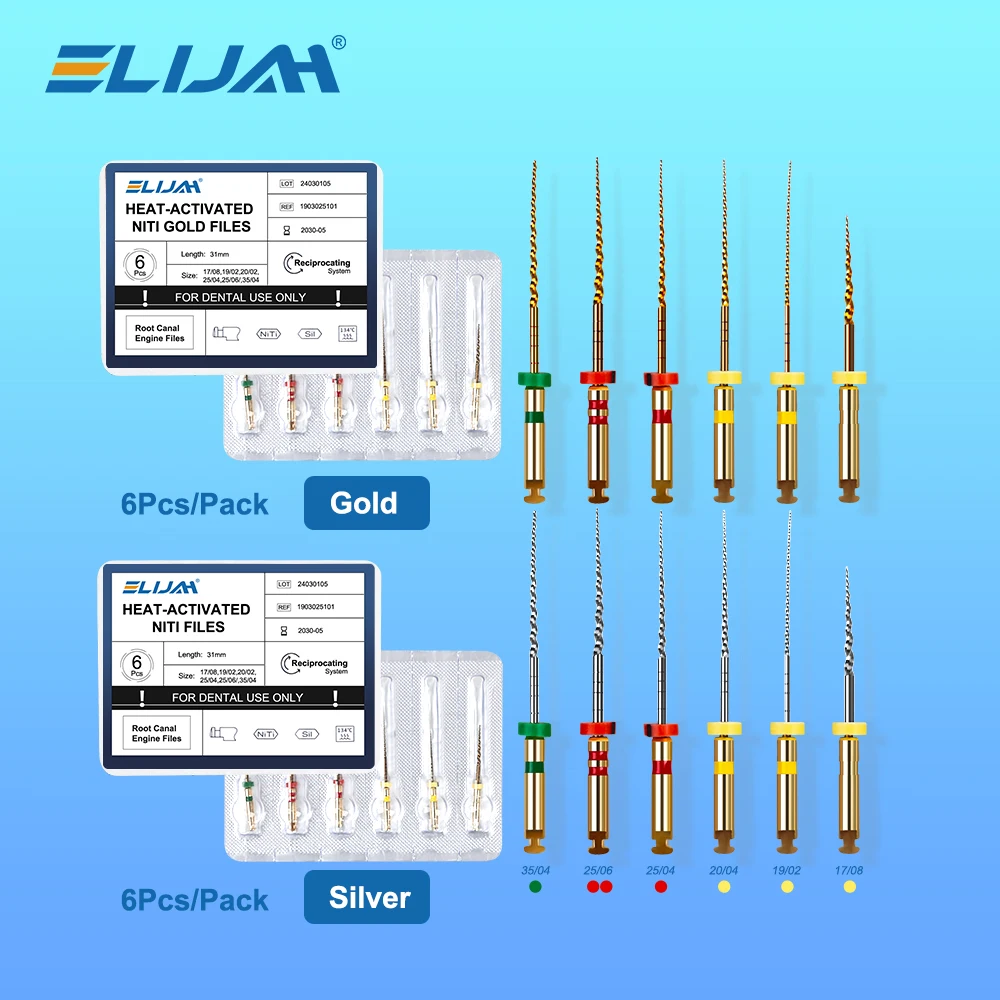ELIJAH 6Pcs Dental Heat-Activated Root Canal Files Taper Needles Endodontic File 25mm NITI Root Canal Dentistry Instrument
ELIJAH 6Pcs Dental Heat-Activated Root Canal Files Taper Needles Endodontic File 25mm NITI Root Canal Dentistry Instrument
