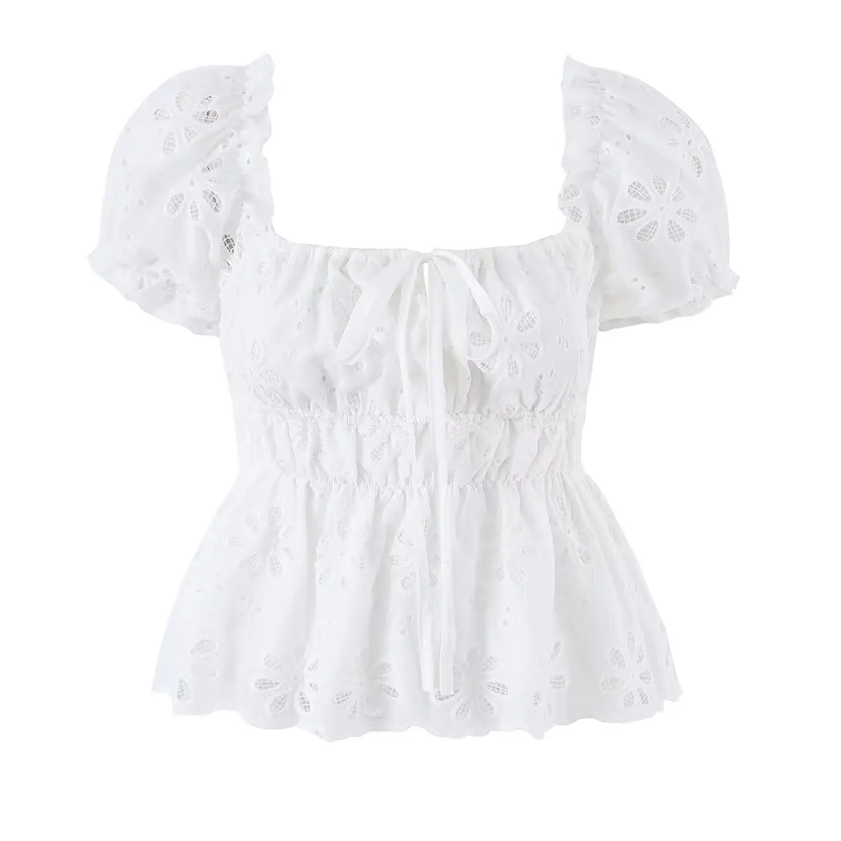 WOMAN 2026 Summer New Casual Fashion Square Neck Short Sleeve Hollow Embroidery Lace Top Retro Women Blouses Mujer Chic Top
WOMAN 2026 Summer New Casual Fashion Square Neck Short Sleeve Hollow Embroidery Lace Top Retro Women Blouses Mujer Chic Top
