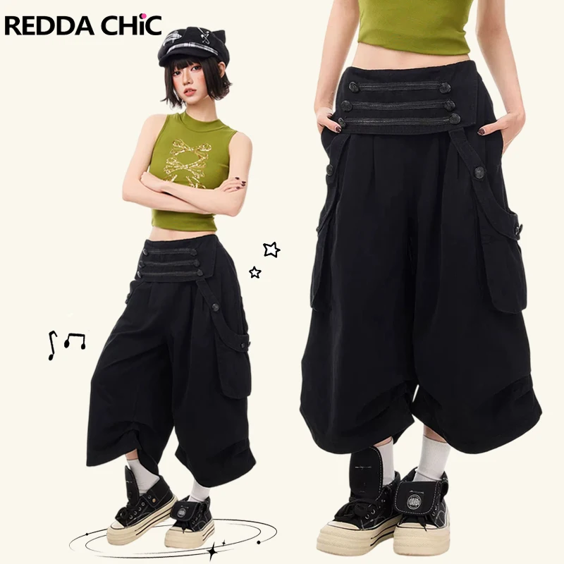 REDDACHiC Elastic Low Waist Capri Pants Summer Retro Black Wide Leg Buttom Details Cargo Bermuda Shorts Alternative Punk Bottoms
REDDACHiC Elastic Low Waist Capri Pants Summer Retro Black Wide Leg Buttom Details Cargo Bermuda Shorts Alternative Punk Bottoms
