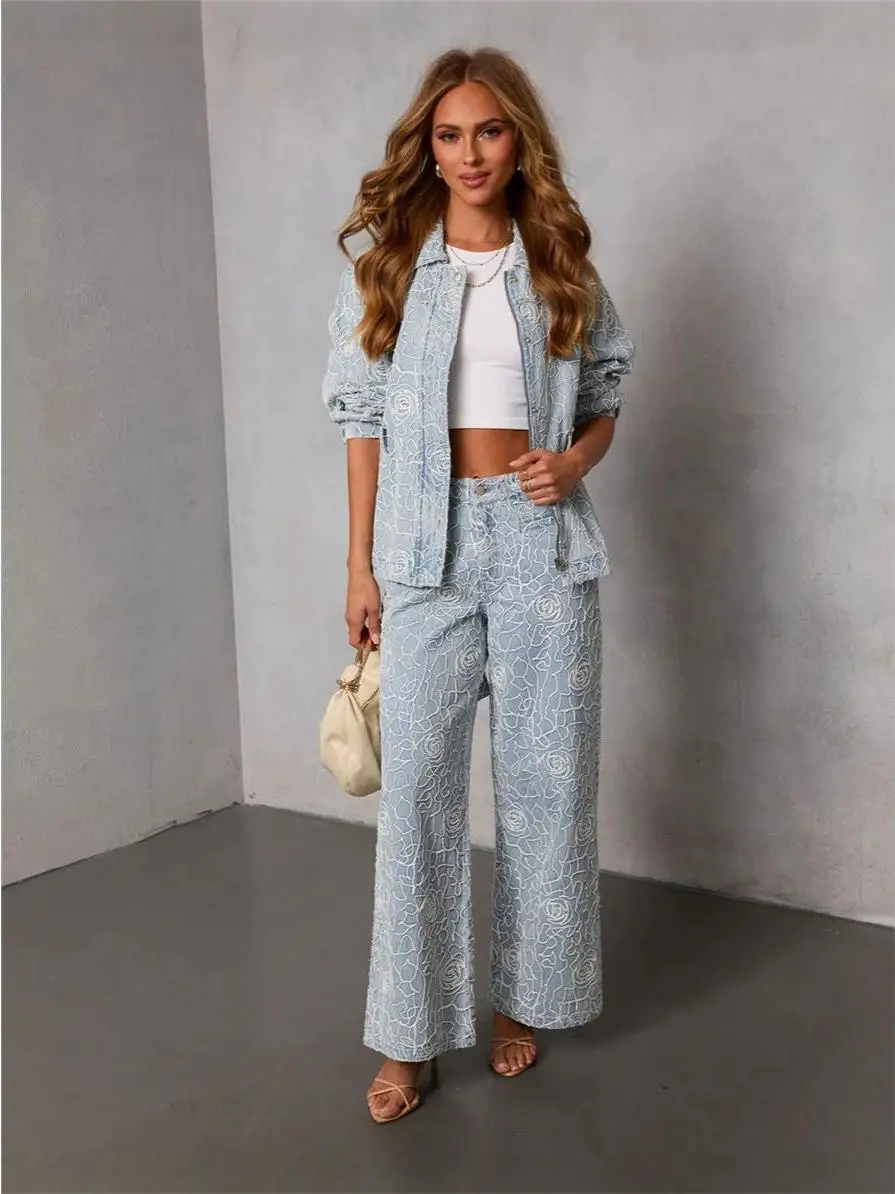 Loose Embroidered Jacket And Pants Set Women's Denim High Waist Floral Pattern Long Sleeve Shirt Casual Fashion Outfit
Loose Embroidered Jacket And Pants Set Women's Denim High Waist Floral Pattern Long Sleeve Shirt Casual Fashion Outfit