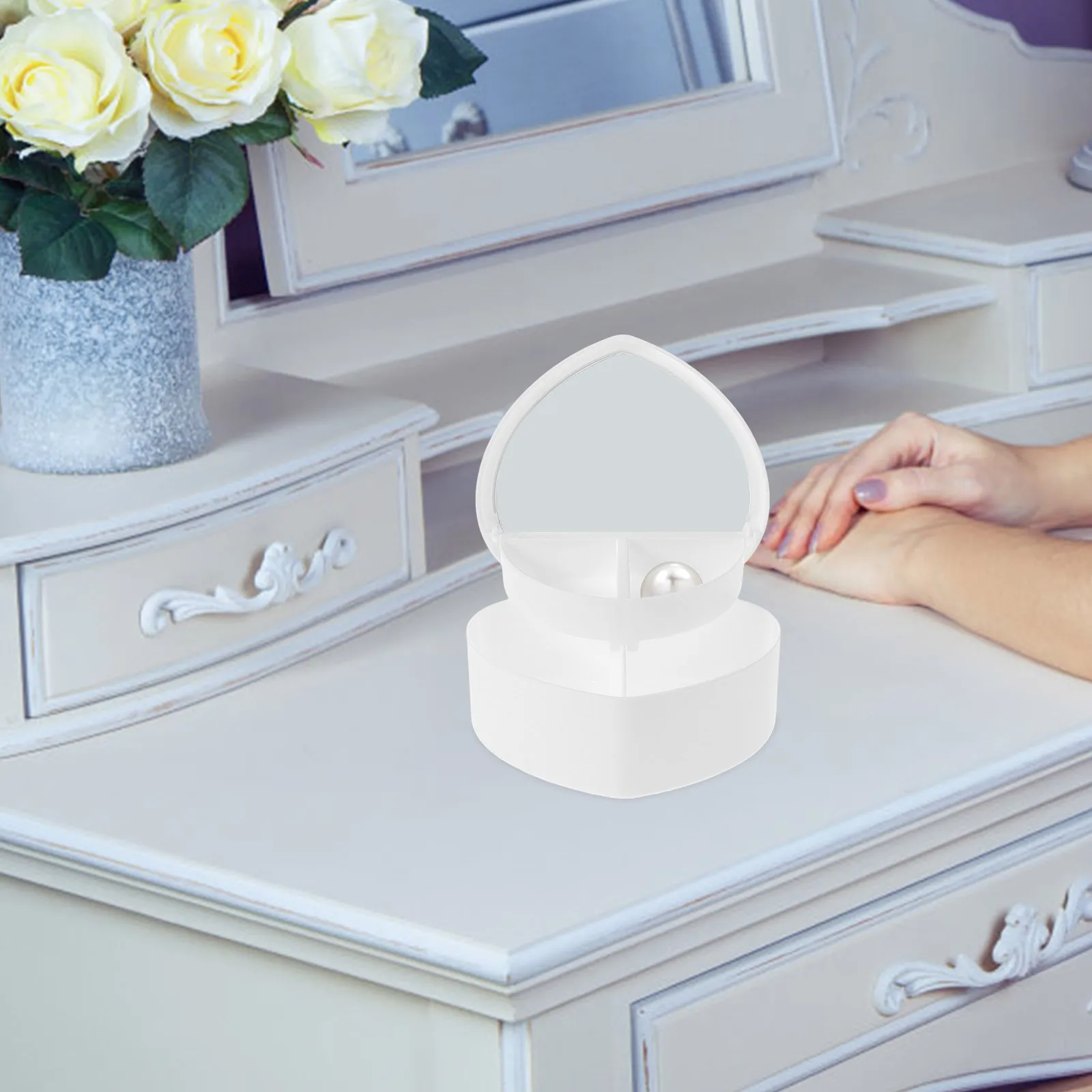 Heart Shaped Jewelry Box for Girls White Double Layer Jewelry Storage Organizer Makeup Mirror Travel Case for Earrings Necklaces
Heart Shaped Jewelry Box for Girls White Double Layer Jewelry Storage Organizer Makeup Mirror Travel Case for Earrings Necklaces