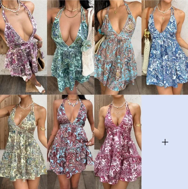Swimwear 2026 Dress Women's Halter V Neck Backless Tiered Skirt Beach Dress Pastel Pink Boho Women's Cover-up Lightweight Fabric
Swimwear 2026 Dress Women's Halter V Neck Backless Tiered Skirt Beach Dress Pastel Pink Boho Women's Cover-up Lightweight Fabric