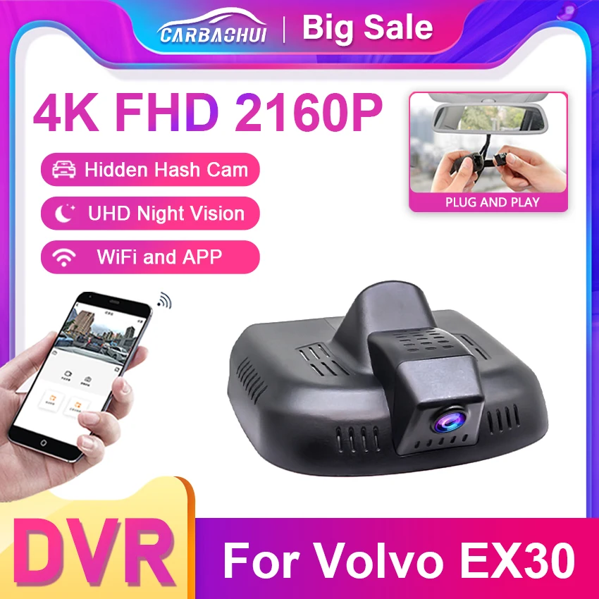4K 2160P Plug and play Car DVR Video Recorder Dash Cam Camera For Volvo EX30 2024 2025 Control By Moblie APP,DashCam For EX30
4K 2160P Plug and play Car DVR Video Recorder Dash Cam Camera For Volvo EX30 2024 2025 Control By Moblie APP,DashCam For EX30