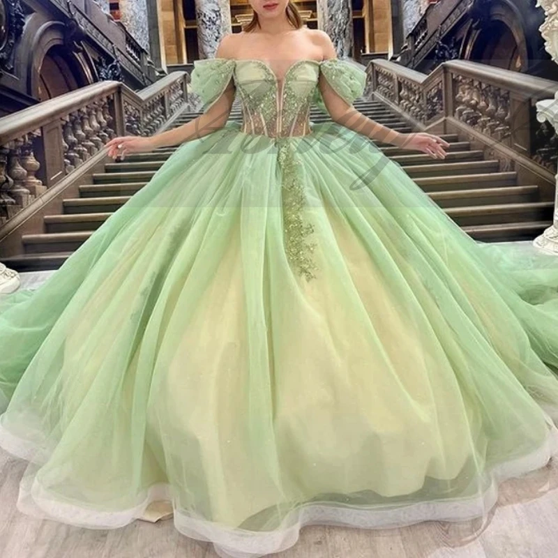 Customized Mint Princess Dresses Birthday Party Off Shoulder Beads Applique Lace Up Ball Gown Prom Special Occasion Vestido 15
Customized Mint Princess Dresses Birthday Party Off Shoulder Beads Applique Lace Up Ball Gown Prom Special Occasion Vestido 15