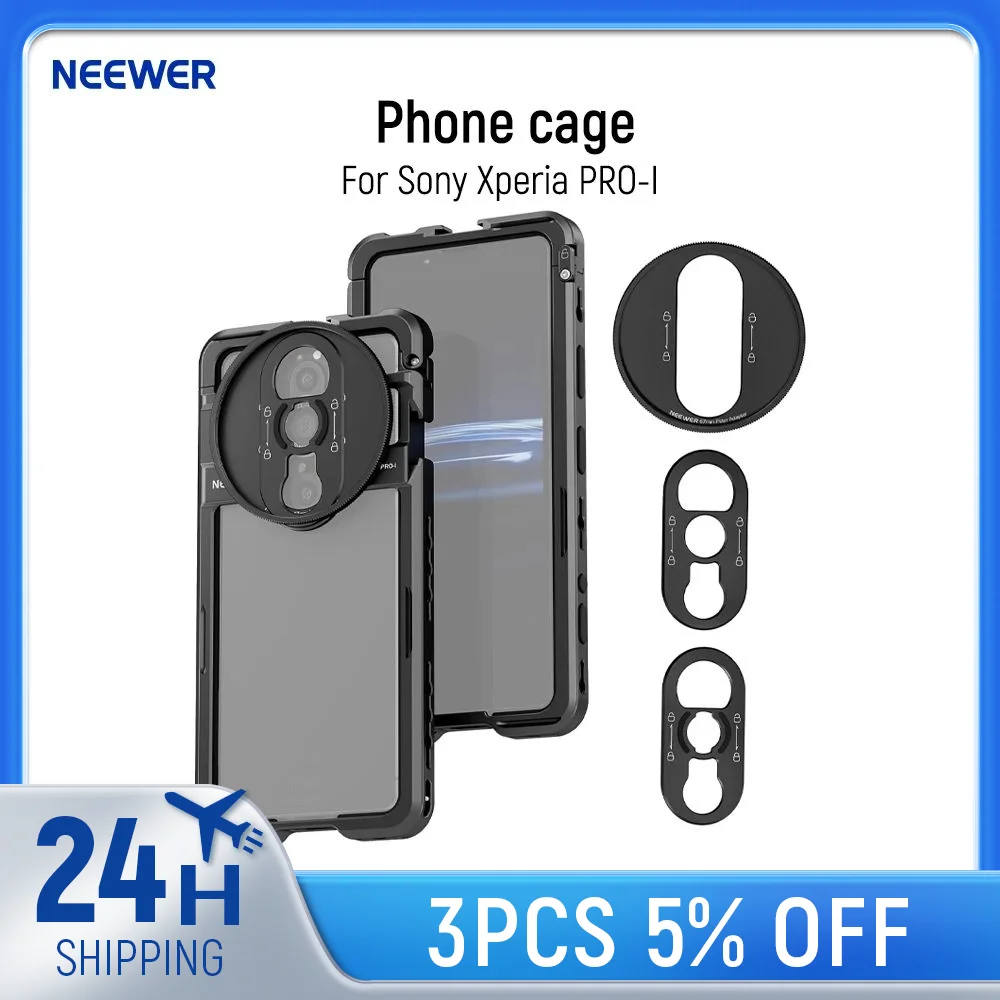 NEEWER Phone cage for Sony Xperia PRO-I Cage, Quick Release Video Rig Case Phone With 67mm Filter Adapter, 17mm Lens Backplate
NEEWER Phone cage for Sony Xperia PRO-I Cage, Quick Release Video Rig Case Phone With 67mm Filter Adapter, 17mm Lens Backplate