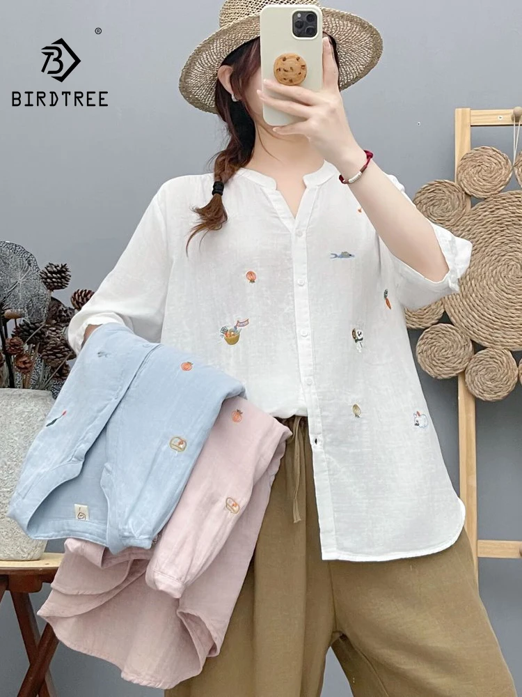 New 2026 Summer Women Cotton Yarn Half Sleeve Shirt, V Neck Cute Embroidery, Mori Girl Preppy Style Thin Loose Blouse T65625CC
New 2026 Summer Women Cotton Yarn Half Sleeve Shirt, V Neck Cute Embroidery, Mori Girl Preppy Style Thin Loose Blouse T65625CC