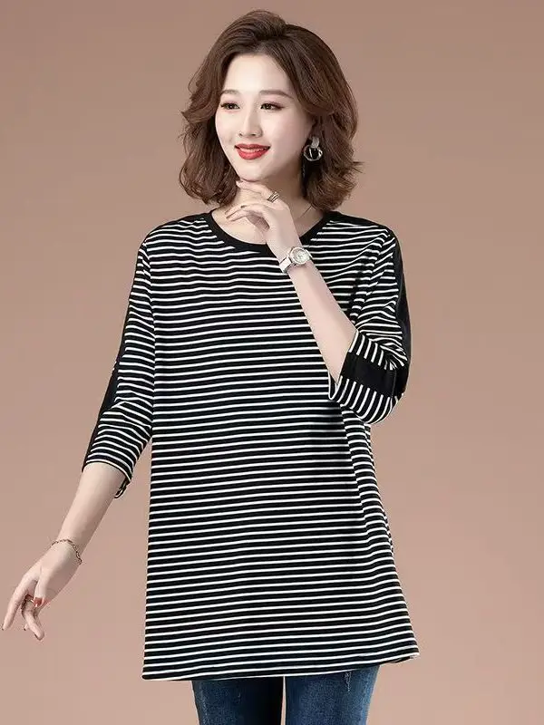 plus Size Striped Short Sleeve T-Shirt Women's New Summer Fashion Age-Defying Belly Covering Mommy Style Seven-Quarter Sleeve...
plus Size Striped Short Sleeve T-Shirt Women's New Summer Fashion Age-Defying Belly Covering Mommy Style Seven-Quarter Sleeve...