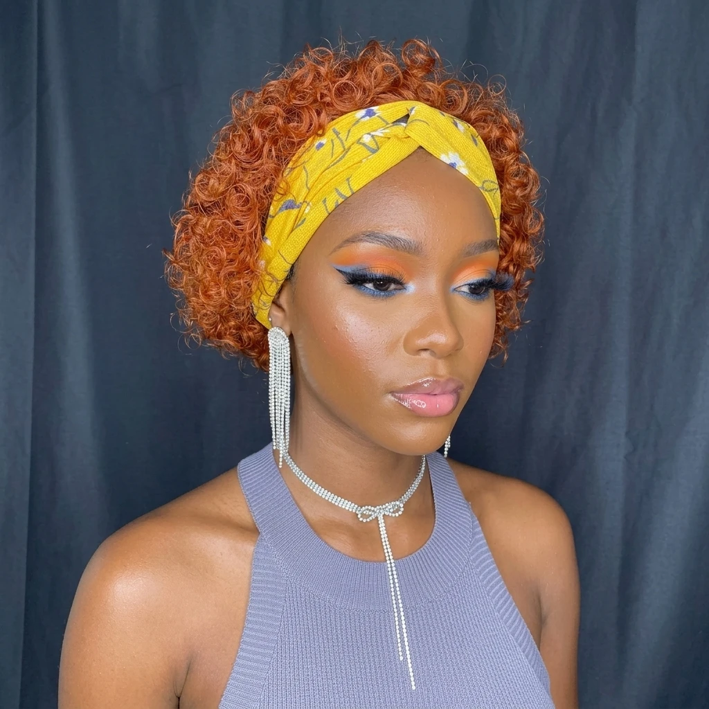 Orange #350 Color Short Deep Wave Remy Human Hair Wig for Black Women Machine Made Headband Wig
Orange #350 Color Short Deep Wave Remy Human Hair Wig for Black Women Machine Made Headband Wig