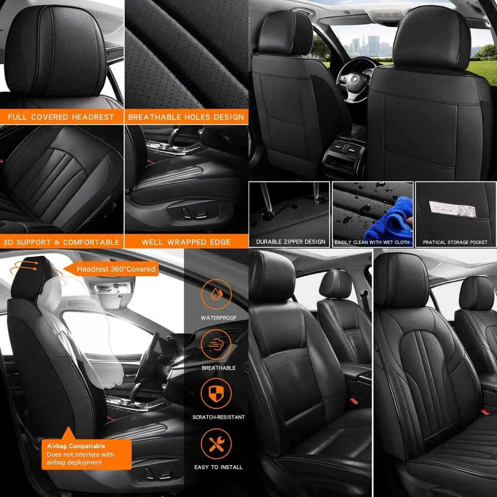 Universal Waterproof Front Car Seat Covers Set - Black Seat Protectors for Most Vehicles
Universal Waterproof Front Car Seat Covers Set - Black Seat Protectors for Most Vehicles