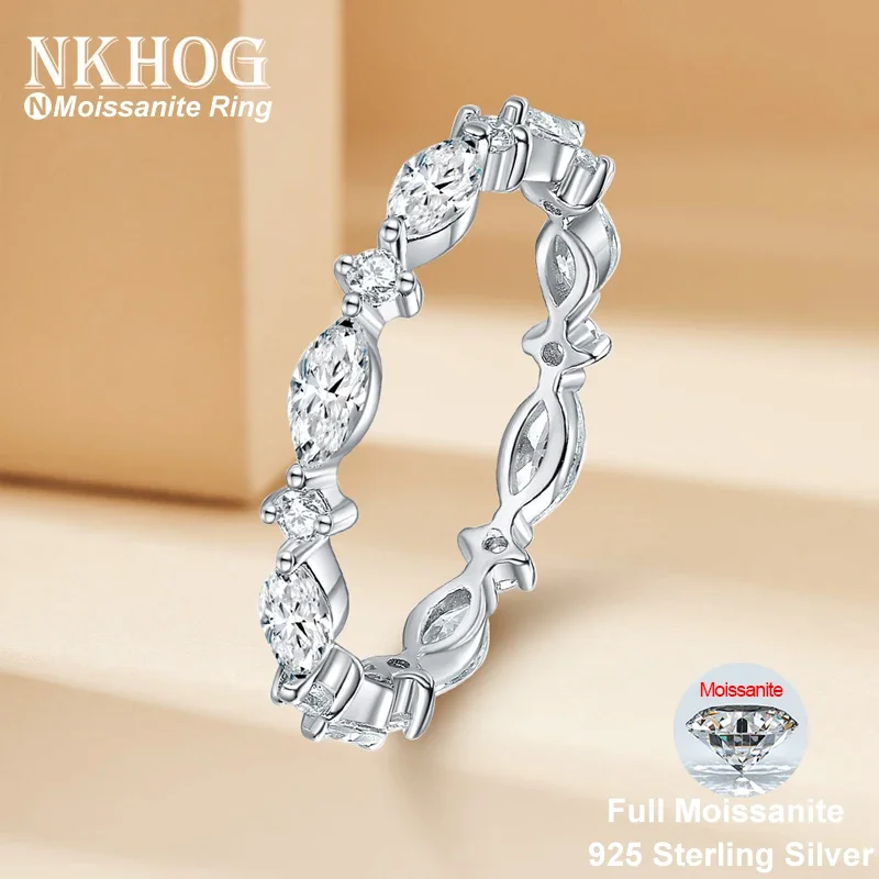 NKHOG Full Moissanite Eternity Rings 925 Sterling Silver Plated 18k Gold Women Wedding Band Marquise Rings Gift Fine Jewelry GRA
NKHOG Full Moissanite Eternity Rings 925 Sterling Silver Plated 18k Gold Women Wedding Band Marquise Rings Gift Fine Jewelry GRA