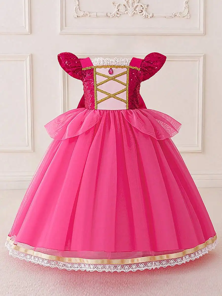 Pink Sequin Cap Sleeve Tulle Ball Gown Evening Dress For Formal Party
Pink Sequin Cap Sleeve Tulle Ball Gown Evening Dress For Formal Party