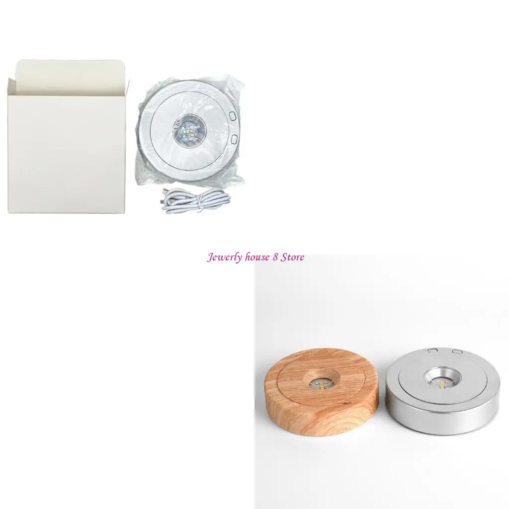 Rotating LED Display Stand with Various Light Modes USB Powered Base Rotating