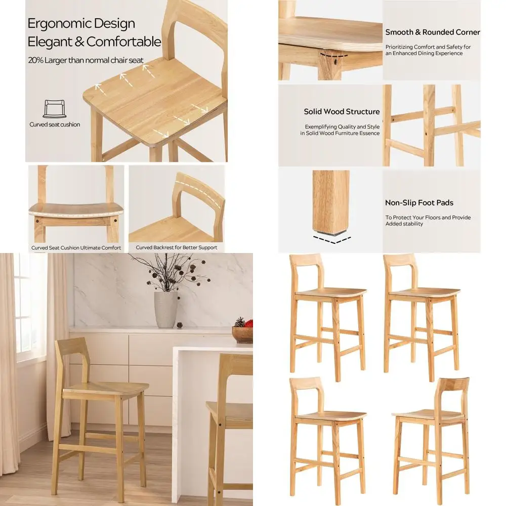 Набор из 4-х табуретов из натурального дуба со спинками из массива дерева, подходящих для современных кухонных островов Century и столовых
Набор из 4-х табуретов из натурального дуба со спинками из массива дерева, подходящих для современных кухонных островов Century и столовых