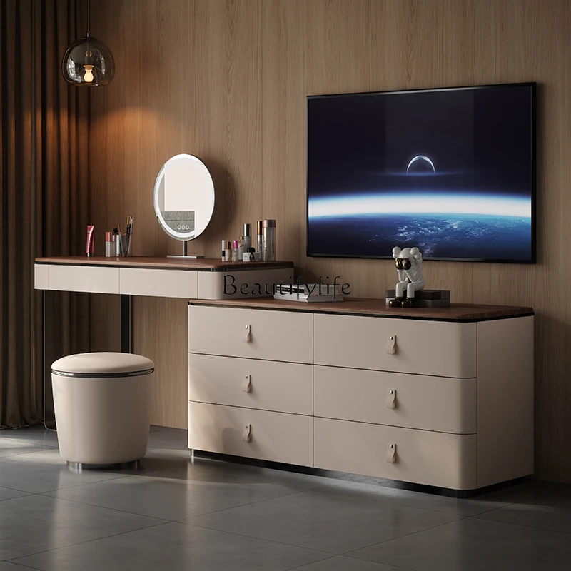 Medieval solid wood dresser integrated Italian minimalist walnut grain with auxiliary cabinet
Medieval solid wood dresser integrated Italian minimalist walnut grain with auxiliary cabinet