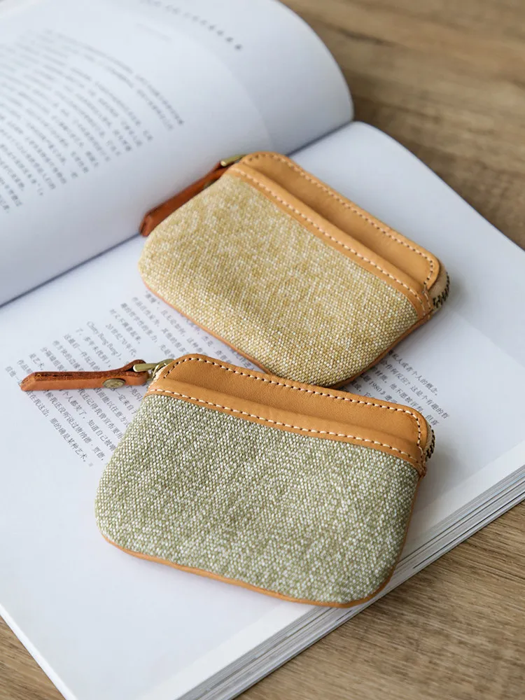 Vintage literary style cowhide canvas zipper contrast color coin purse, driver's license storage bag, card holder, clutch bag
Vintage literary style cowhide canvas zipper contrast color coin purse, driver's license storage bag, card holder, clutch bag