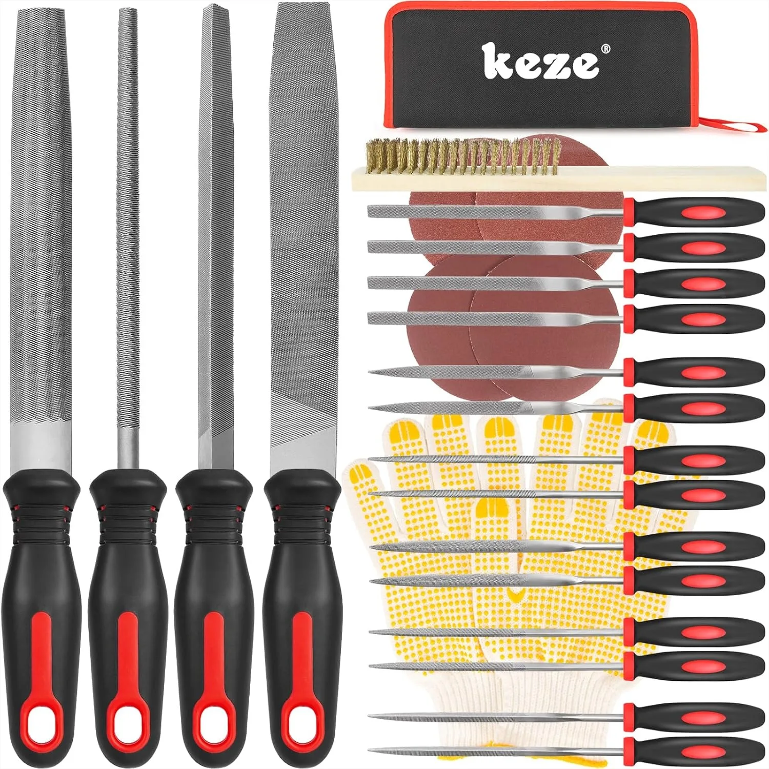 25 Pcs Metal File Set, Premium T12 Carbon Steel Flat/Half-Round/Round/Triangle Large Files, Needle Files with Case, Sandpaper
25 Pcs Metal File Set, Premium T12 Carbon Steel Flat/Half-Round/Round/Triangle Large Files, Needle Files with Case, Sandpaper