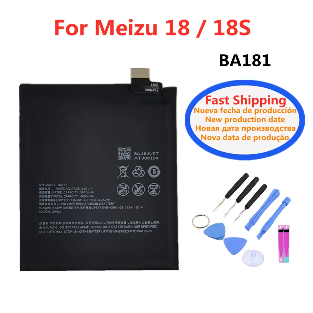 BA181 4000mAh Battery For Meizu 18 18S Phone Replacement Batteries Fast Shipping + Free Tools
BA181 4000mAh Battery For Meizu 18 18S Phone Replacement Batteries Fast Shipping + Free Tools