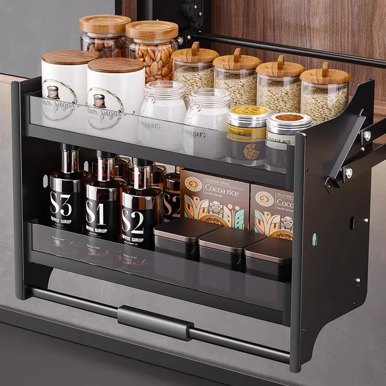 Kitchen top cabinet, hanging cabinet, lift basket, drop-down cabinet, snack seasoning storage, lift basket
Kitchen top cabinet, hanging cabinet, lift basket, drop-down cabinet, snack seasoning storage, lift basket
