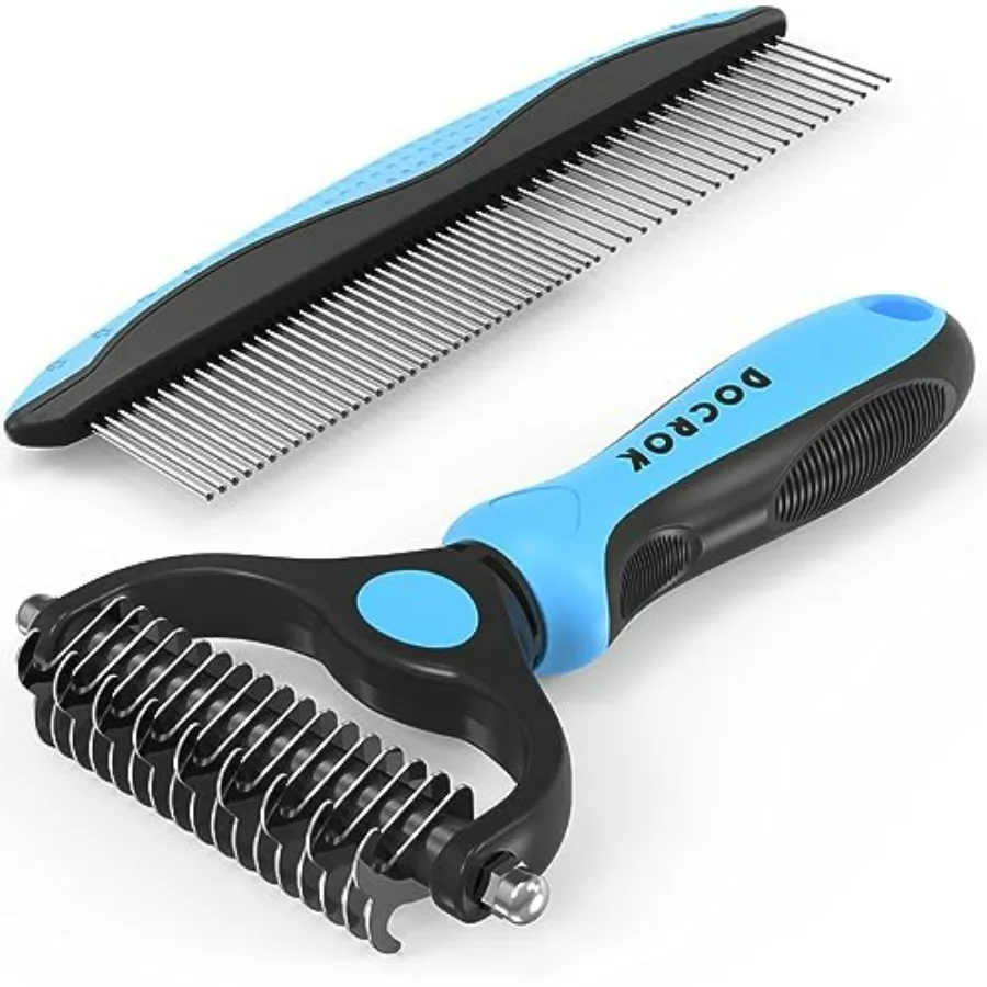 Pet Grooming Combo - Deshedding Brush with Metal Comb for Detangling and Dematting Long, Matted Fur on Cats and Dogs
Pet Grooming Combo - Deshedding Brush with Metal Comb for Detangling and Dematting Long, Matted Fur on Cats and Dogs