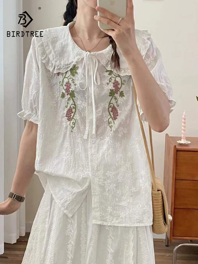 New 2025 Summer Cotton Short Sleeve Shirt, Women Peter Pan Collar Embroidery , Mori Girl Versatile Sweet Loose Blouse T55551CC
New 2025 Summer Cotton Short Sleeve Shirt, Women Peter Pan Collar Embroidery , Mori Girl Versatile Sweet Loose Blouse T55551CC