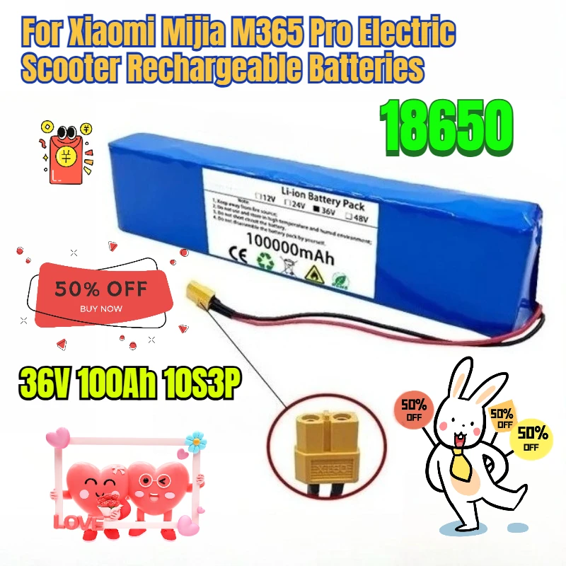 36V 100Ah 10S3P 18650 for Xiaomi Mijia M365 Pro Electric Scooter Rechargeable Batteries
36V 100Ah 10S3P 18650 for Xiaomi Mijia M365 Pro Electric Scooter Rechargeable Batteries