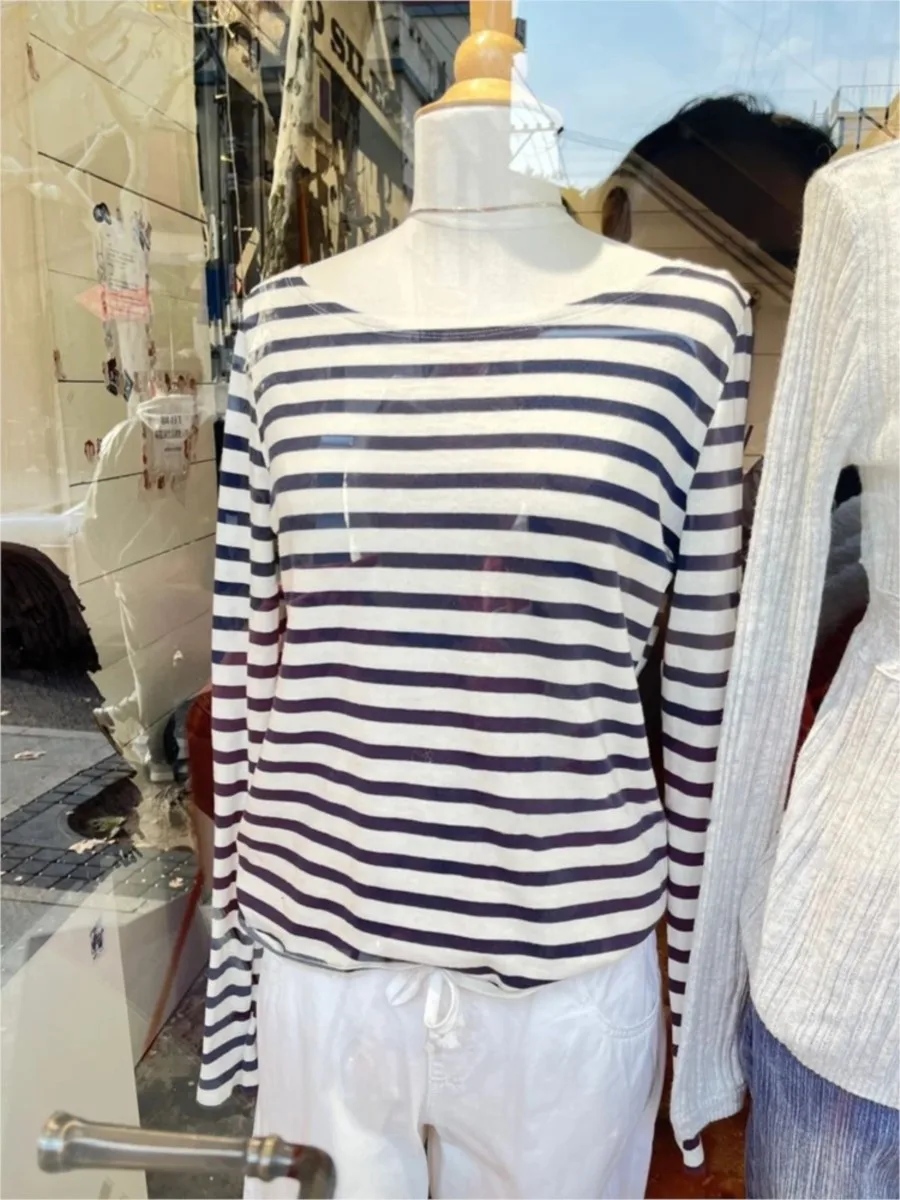 Vintage Navy Striped Long Sleeve T-shirt Women New Scoop Neck Slim Cotton Tee Shirts American Streetwear Sweatshirt Y2K Tops
Vintage Navy Striped Long Sleeve T-shirt Women New Scoop Neck Slim Cotton Tee Shirts American Streetwear Sweatshirt Y2K Tops