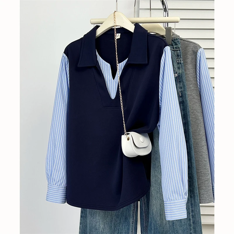 2026 New Fake Two-piece Spliced Women Clothes Long Sleeve Shirt Collar Spring Autumn Temperament Casual Vacation Hoodie Tops
2026 New Fake Two-piece Spliced Women Clothes Long Sleeve Shirt Collar Spring Autumn Temperament Casual Vacation Hoodie Tops