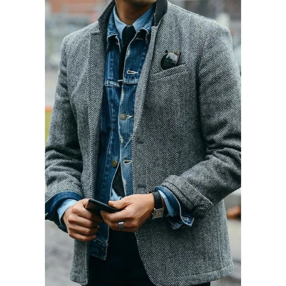 Mens Blazer Herringbone Suit Jacket Notch Lapel Single Breasted Casual Jacket Fashion Comfort Business Attire Slim Fit Tapered W 
Mens Blazer Herringbone Suit Jacket Notch Lapel Single Breasted Casual Jacket Fashion Comfort Business Attire Slim Fit Tapered W