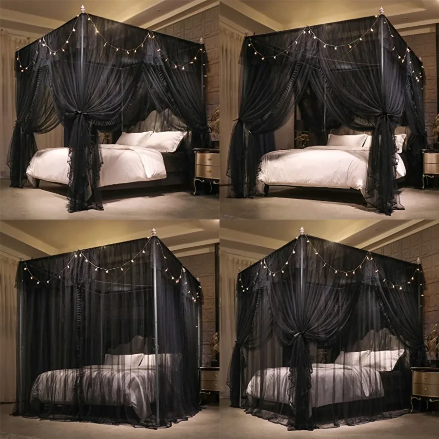 4 Corners Post Ruffle Princess Bed Canopy Curtain-Double Layer Cozy Drape Netting 4 Opening Mosquito Net for Girls Adults Bedro
4 Corners Post Ruffle Princess Bed Canopy Curtain-Double Layer Cozy Drape Netting 4 Opening Mosquito Net for Girls Adults Bedro
