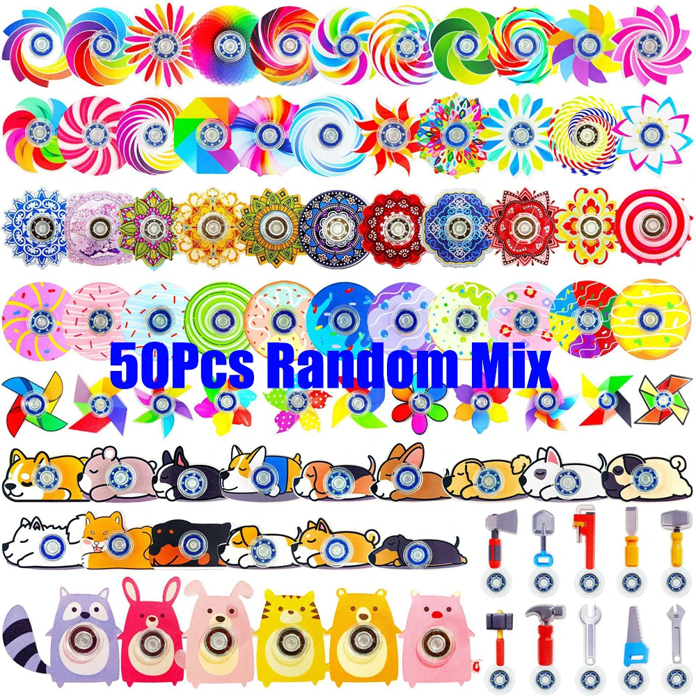 50Pcs Rotatable Fidget Spinner Quiet Stress Relief Toy Cartoon Donut Windmill Mix Desktop Anxiety Toy
50Pcs Rotatable Fidget Spinner Quiet Stress Relief Toy Cartoon Donut Windmill Mix Desktop Anxiety Toy